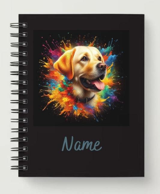 Personalized A5 Labrador paint splash spiral notebook