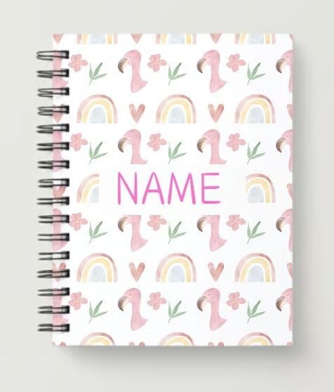 A5 flamingo and rainbow notebook