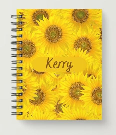 Personalised A5 sunflower spiral notebook