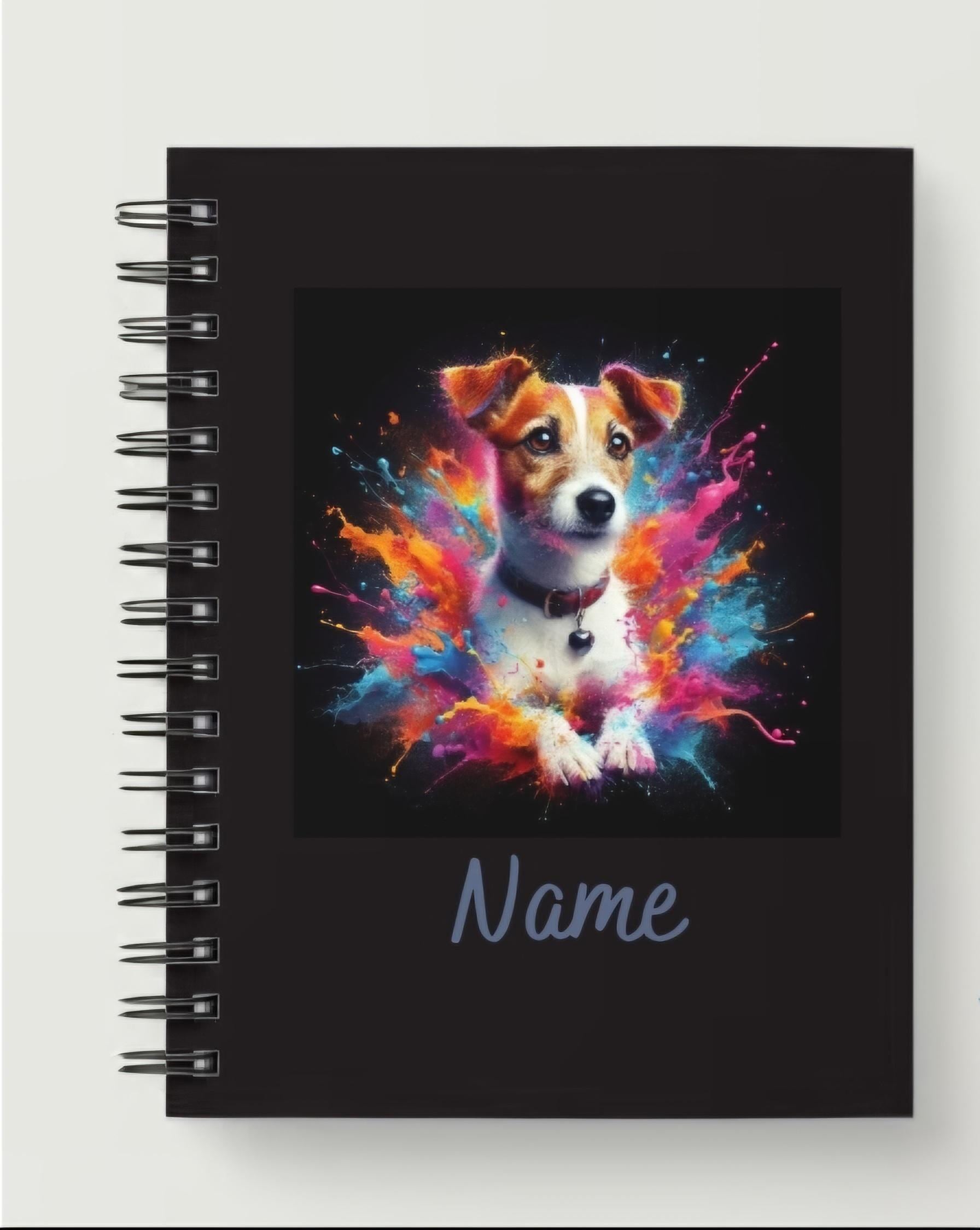 Personalized A5 Jack Russell paint splash spiral notebook