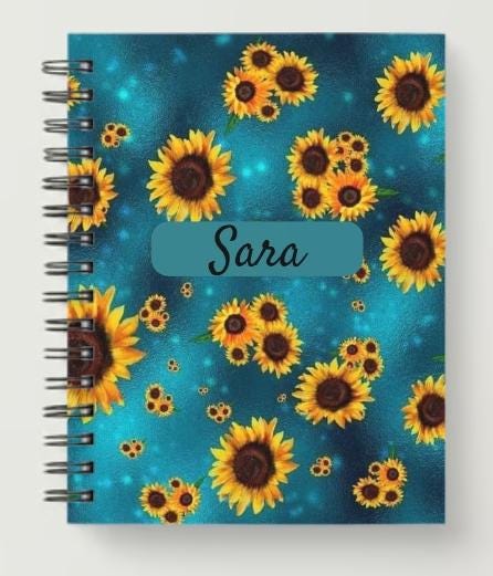 Personalised Sunflower design notebook