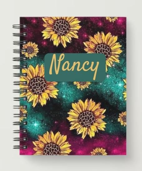 Personalised sunflower spiral notebook