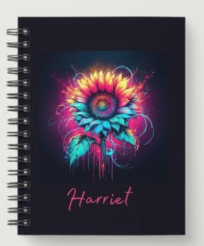 Personalized A5 paint splash sunflower spiral notebook